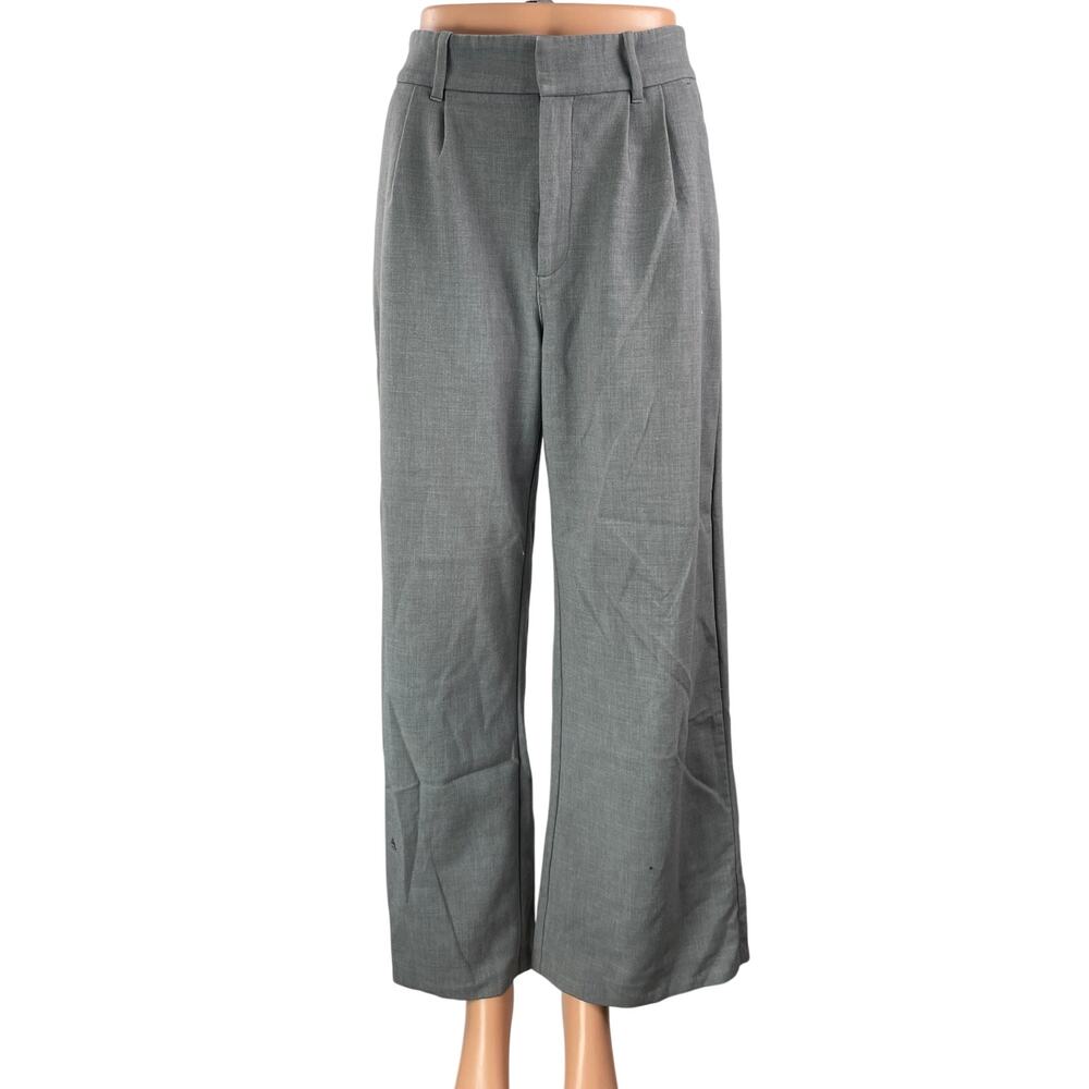 Abercrombie & Fitch Womens Gray High Rise Pleated Wide Leg Trouser Dress Pants S
